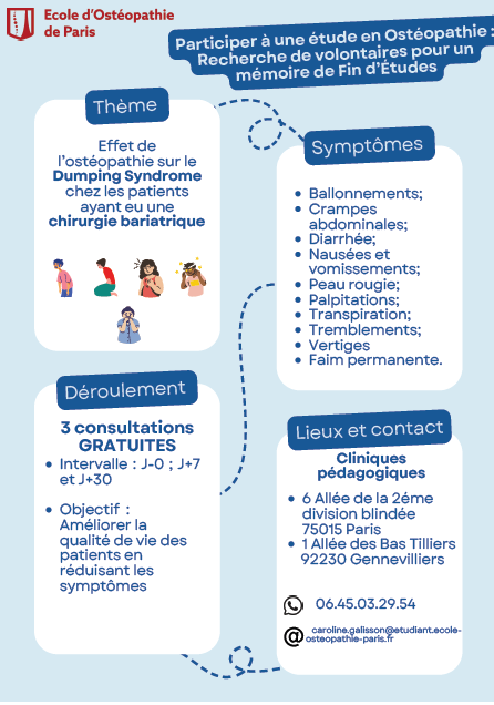 Ostéopathie et dumping syndrome - Recherche de patients volontaires