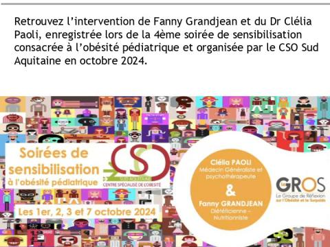 Soirée de sensibilisation à l'obésité pédiatrique du CSO Sud Aquitaine